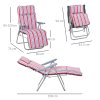 Outsunny Reclining Garden Chair Set of 2, 5-Level Adjustable Zero Gravity Chairs with Cushions, Folding Sun Lounger Garden Recliner Chairs with Armrests for Outdoor, Patio, Red Stripe