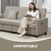 HOMCOM Sectional Sofa Bed, L-Shaped 3 Seater Sofa Bed, Reversible Sleeper Sofa with Pull Out Couch Bed, Cushions, Fabric Futon Sofa Bed for Living Room, Beige