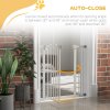 PawHut Pressure Fit Dog Stair Gate No Drilling Safety Gate Auto Close for Doorways, Hallways, 74-87cm Adjustable, 78cm Tall, White