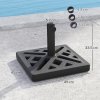 Outsunny Garden Parasol Base, 15kg HDPE Outdoor Umbrella Stand Parasol Stand with Cut-Out Design, Sun Umbrella Base for 32, 38, 48 mm Poles, Black