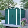 Outsunny 7 x 4ft Garden Shed, Easy to Assemble, Upgraded Galvanised Steel Frame with Foundation Kit, Double Doors with Lock, Outdoor Metal Shed with Vents and Gloves, Garden Storage Shed, Green