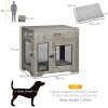 PawHut Indoor Dog Crate Furniture with Cushion, Double Doors, Pet Kennel End Table with Drawer, for Medium Dogs - Grey