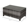 Outsunny PE Rattan Coffee Table, Rectangular Outdoor Coffee Table with Tempered Glass Top, 70 KG Capacity for Garden, Balcony, Terrace, Patio, Mixed Grey