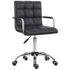 Vinsetto Office Chair, Makeup Vanity Chair, Mid Back Computer Chair, PU Leather Swivel Study Chair with Adjustable Height, Armrest and Rolling Wheels