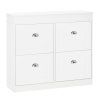 HOMCOM Shoe Cabinet with 4 Flip Drawers Wood Tipping Bucket Narrow Storage Cupboard with Adjustable Shelf Hall Organizer for Entrance Foyer White