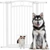 PawHut Dog Stair Gate 106cm Extra Tall Height, 76-104cm Adjustable Width Pressure Fit Safety Gate With Cat Door, 7cm and 14cm Extensions for Stairs, Doorways, Easy Installation, White