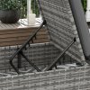 Outsunny Outdoor Patio PE Rattan Lounger with Cushion, 5-Level Reclining Wicker Rattan Sun Lounger with Tea Tray, for Poolside, Patio, Deck, 120kg Weight Capacity, Grey