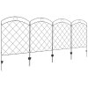 Outsunny Decorative Garden Fencing, 43in x 11.4ft Outdoor Picket Fence Panels, 4PCs Rustproof Steel Wire Landscape Flower Bed Border Edging Animal Barrier, Black