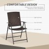 Outsunny Folding Garden Chairs Set of 2, PE Rattan Garden Dining Chairs with Armrests, High Back and Steel Frame, Weather Resistant Outdoor Dining Furniture for Patio, Balcony, Brown