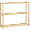 HOMCOM 3-Tier Bamboo Bathroom Storage Shelf, Wall-Mounted or Stand, Display Stand Shelving Unit with Adjustable Rack for Kitchen Bathroom Living Room, Natural