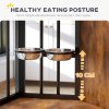 PawHut Corner Dog Crate Furniture, Dog Kennel Side End Table TV Stand with Two Bowls, Feeding Door, for Small, Medium Breeds, Rustic Brown