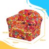 AIYAPLAY Kids Sofa Chair, Toddler Armchair with Dinosaur Design, Wooden Frame, Upholstered Toddler Chair for Bedroom, Playroom, Kids Room - Red