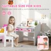 AIYAPLAY Kids Desk and Chair Set, Children Study Table and Chair with Storage, Pull-Out Drawer, Bow Pattern, for Bedroom, Playroom, Nursery, for Ages 3-6 Years, Pink
