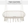 Outsunny 2-Seater Hanging Hammock Chair, Cotton-Polyester Blend Macrame Hanging Rope Chair with Metal Frame, for Patio, Garden, Balcony, Living Room, Cream White