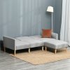 HOMCOM Upholstered 3 Seater Sofa Bed, Corner Reversible Click Clack Sofa Set, Linen-Touch Fabric Sleeper Futon with Footstool, Light Grey