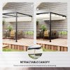 Outsunny 3 x 3(m) Outdoor Lean To Pergola Retractable Canopy Wall Mounted Gazebo Patio Shelter Sun Shade, Cream White