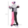 HOMCOM 173cm Laughing Clown Outdoor Halloween Decoration, Animated Halloween Prop with Light Up Eyes, Sound Effects, Sound Activated for Haunted House