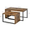 HOMCOM Coffee Tables Set of 2, Industrial Nest of Tables with Metal Frame for Living Room Bedroom