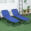 Outsunny Folding Sun Loungers Set of 2, Outdoor Day Bed with 5-Position Adjustable Backrest, Portable Recliner Garden Chairs with Breathable Mesh for Beach, Patio, Blue