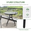 Outsunny 80 cm Round Garden Dining Table with Parasol Hole for 4, Outdoor Coffee Bistro End Side Table with Tempered Glass Top and Steel Frame for Patio, Porch, Black