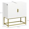 kleankin Modern Bathroom Sink Cabinet, Freestanding Under Sink Storage Cabinet, Space Saving Wooden Basin Cupboard with 2 Doors and Gold Steel Legs, 60 x 30 x 65 cm, White