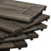 Outsunny 27 Pcs Wooden Interlocking Decking Tiles, 30 x 30 cm Outdoor Flooring Tiles, 2.5m² per Pack, for Patio, Balcony, Terrace, Hot Tub, Charcoal Grey