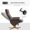 HOMCOM Recliner Armchair, Swivel Reclining Chair With Ottoman, Swivel Faux Leather Chair with Wooden Base and Storage Footstool for Living Room, Brown