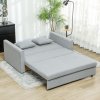 HOMCOM 2 Seater Sofa Bed, Convertible Bed Settee, Modern Linen Loveseat Sofa Couch with 2 Cushions, Hidden Storage for Living Room, Guest Room, Light Grey