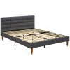 HOMCOM 5ft King Bed Frame with Underbed Storage, Upholstered Platform Bed Frame with Tufted Headboard and Wood Slat Support, No Box Spring Needed, Easy Assembly, Grey