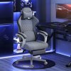 HOMCOM Ergonomic High Back Gaming Chair for Adults, Printed Velvet Computer Recliner Chair with Footrest, Lumbar Support, Adjustable Height and 360 Swivel Seat for Office or Gaming, Grey