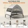 PawHut Elevated Dog Bed with Removable Canopy, Portable Cooling Raised Pet Cot with Breathable Mesh, Storage Bag, for Indoor Outdoor Use, for Small Medium Dogs, 76 x 61 x 60 cm, Light Grey