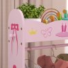 AIYAPLAY Wooden Kids Clothes Rail, Dress Up Rail with Top, Bottom Storage Shelves, for 3 Years+, 70 x 37 x 103cm, Pink