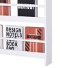 HOMCOM Hanging Wall File Holder, 4 Tier Desk Tidy Organiser, Paper Document Magazine Storage Rack with Wooden Baffles for Office Home, Accessories Supplies, White