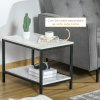 HOMCOM Modern Coffee Table Set of Two, Marble-Effect Nesting Side Tables with Steel Frame for Living Room