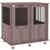 PawHut Dog Crate Furniture End Table, Pet Kennel for Small and Medium Dogs with Magnetic Door Indoor Animal Cage, Purple, 85 x 55 x 75 cm
