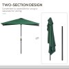 Outsunny Balcony Half Parasol Semi Round Umbrella Patio Crank Handle (2.3 m, Green)- NO BASE INCLUDED