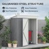 Outsunny 5x3ft Garden Shed, Steel Small Shed, Outdoor Lean-to Shed with Adjustable Shelf, Lock and Gloves for Patio, Garden, Grey with Foundation Kit