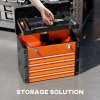 HOMCOM 4 Drawers Large Tool Box, Powder Coated Steel Toolbox with Top Tray, Mini Parts Boxes, Ball Bearing Runners, Handle, Heavy Duty Tool Chest for Workshop, Garage, 497mm x 253mm x 407mm, Orange