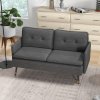 HOMCOM Modern Two Seater Sofa, Button Tufted Loveseat with Cushions and Steel Legs for Living Room, Guest Room