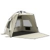 Outsunny Pop Up Tent Beach Tent for 2-3 Person, UPF15+ Easy Set Up Sun Shelter with Extended Floor, Sandbags, Mesh Windows and Carry Bag, Khaki