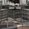 Outsunny 4 Seater Rattan Dining Set with Cushions, 5 Pieces Garden Dining Set with Glass Tabletop, PE Rattan Garden Furniture Set with Dining Table and Armchairs for Patio, Balcony, Mixed Grey