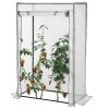 Outsunny 100 x 50 x 150cm Tomato Greenhouse with Roll-up Door, Mini Greenhouse with PE Cover, Outdoor Grow House Small Green House for Yard, Balcony, Garden, White
