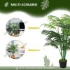 Outsunny 125cm/4FT Artificial Palm Plant Decorative Tree with Nursery Pot, Fake Plastic Indoor Outdoor Home Office D??cor, Green