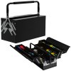 DURHAND Metal Tool Box 3 Tier 5 Tray Professional Portable Storage Cabinet Workshop Cantilever Toolbox with Carry Handle, 45cmx20cmx34.5cm, Black