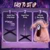 HOMCOM 100 cm Animated Halloween Broken-Back Ghost, Halloween Animatronics Swaying Female Ghoul with Creepy Screams, Glowing Eyes, Sound/Touch Activated, for Indoor, Covered Outdoor