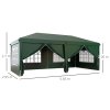 Outsunny 3 x 6 m Pop Up Gazebo with Sides and Windows, Height Adjustable Wedding Camping Party Tent Canopy Marquee with Storage Bag for Garden, Event, Green