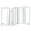 PawHut Foldable Dog Gate, Freestanding Pet Gate, Dog Barrier with Two Support Feet, for Doorways, Stairs, Halls - White