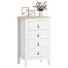 HOMCOM Bedroom Chest of Drawers, Modern 4 Drawer Dresser Cabinet with PU Leather Handles and Metal Runners for Living Room, Hallway, Entryway, White