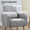 HOMCOM Accent Chair, Linen-Touch Armchair with Pillow, Upholstered Leisure Lounge Sofa for Living Room, Club Chair with Rubber Wooden Frame