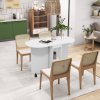 HOMCOM Mobile Folding Dining Table, Drop Leaf Table for Small Spaces with 2-tier Shelves, Small Kitchen Table With 6 Wheels, White